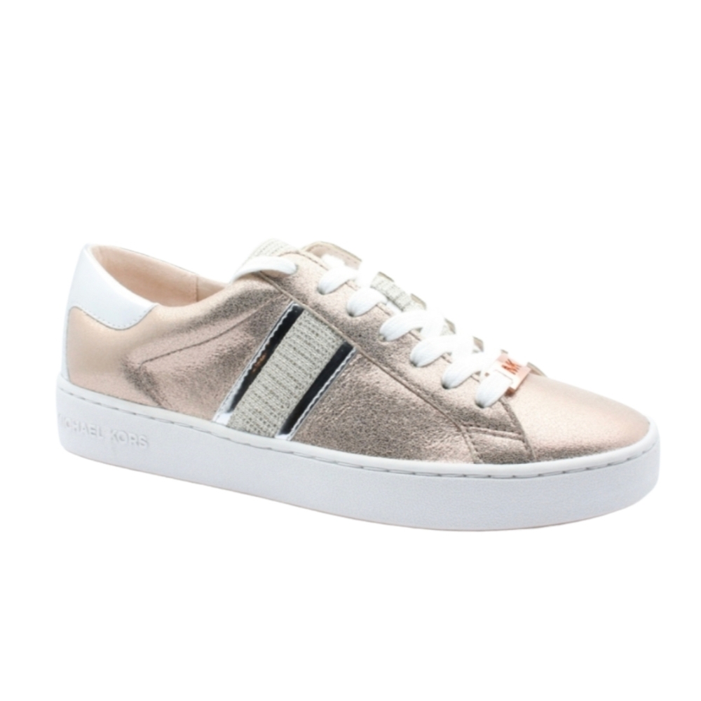 Michael Kors Keaton Stripe Metallic Mixed Leather Sneakers